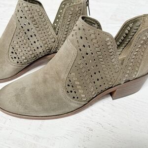Chic Vince Camuto Olive Perforated Ankle Booties